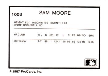 1987 ProCards #1003 Sam Moore Back