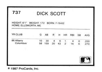 1987 ProCards #737 Dick Scott Back