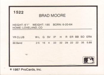 1987 ProCards #1522 Brad Moore Back