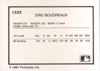 1987 ProCards #1532 Eric Boudreaux Back