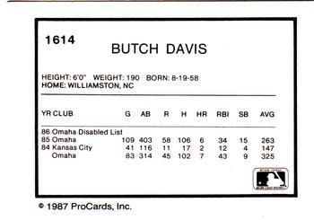 1987 ProCards #1614 Butch Davis Back