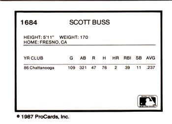 1987 ProCards #1684 Scott Buss Back
