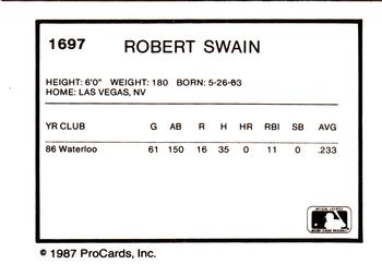1987 ProCards #1697 Robert Swain Back