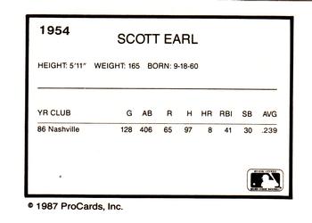 1987 ProCards #1954 Scott Earl Back