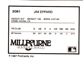 1987 ProCards #2061 Jim Eppard Back