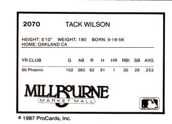 1987 ProCards #2070 Tack Wilson Back