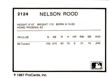 1987 ProCards #2124 Nelson Rood Back