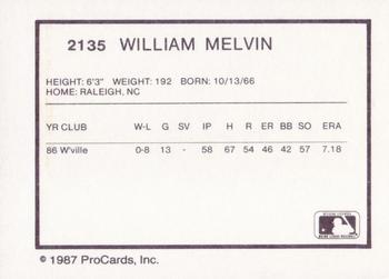 1987 ProCards #2135 William Melvin Back