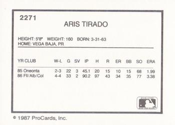 1987 ProCards #2271 Aris Tirado Back