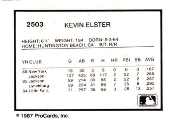 1987 ProCards #2503 Kevin Elster Back