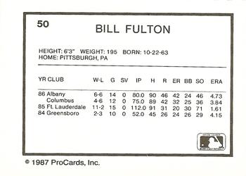 1987 ProCards #50 Bill Fulton Back