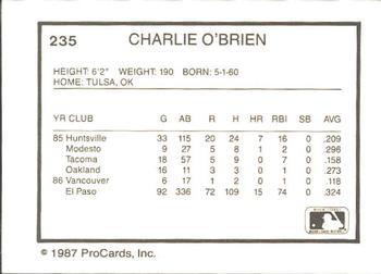 1987 ProCards #235 Charlie O'Brien Back