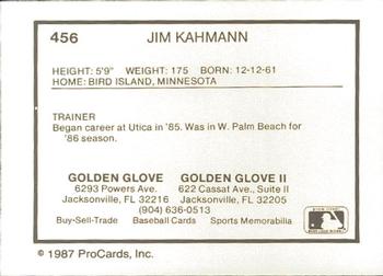 1987 ProCards #456 Jim Kahmann Back