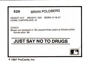 1987 ProCards #529 Brian Poldberg Back