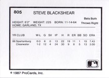 1987 ProCards #805 Steve Blackshear Back