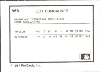 1987 ProCards #866 Jeff Bumgarner Back
