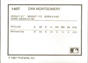 1987 ProCards #1407 Dan Montgomery Back