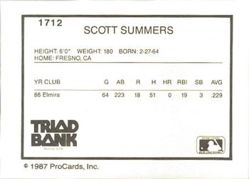 1987 ProCards #1712 Scott Sommers Back