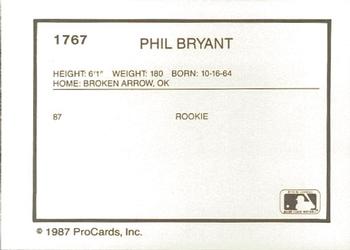 1987 ProCards #1767 Phil Bryant Back
