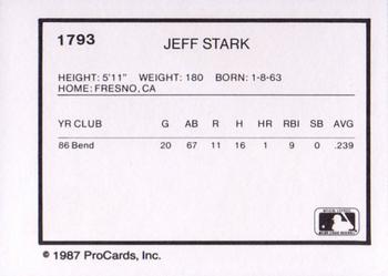 1987 ProCards #1793 Jeff Stark Back