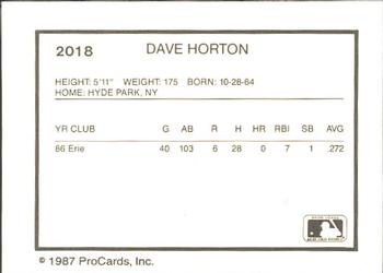 1987 ProCards #2018 Dave Horton Back