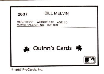 1987 ProCards #2637 Bill Melvin Back