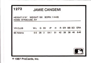 1987 ProCards #1272 Jamie Cangemi Back