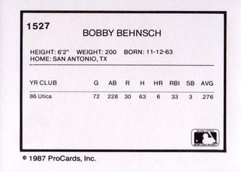 1987 ProCards #1527 Bobby Behnsch Back