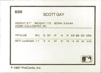 1987 ProCards #696 Scott Gay Back