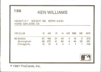 1987 ProCards #186 Ken Williams Back