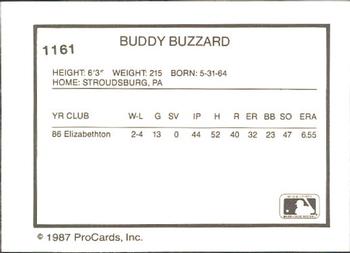 1987 ProCards #1161 Buddy Buzzard Back
