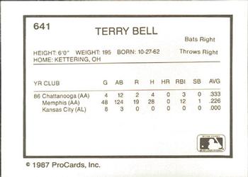 1987 ProCards #641 Terry Bell Back