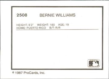 1987 ProCards #2508 Bernie Williams Back