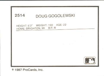 1987 ProCards #2514 Doug Gogolewski Back