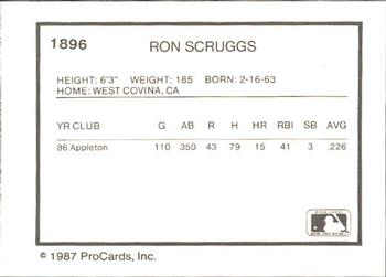 1987 ProCards #1896 Ron Scruggs Back