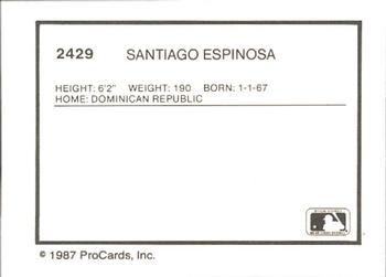 1987 ProCards #2429 Santiago Espinosa Back