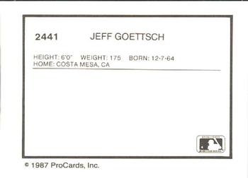 1987 ProCards #2441 Jeff Goettsch Back