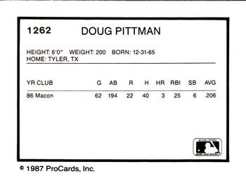 1987 ProCards #1262 Doug Pittman Back