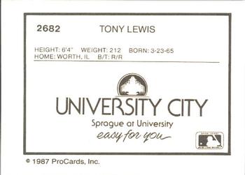 1987 ProCards #2682 Tony Lewis Back