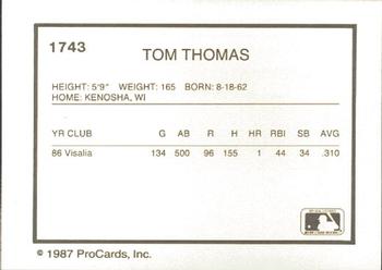 1987 ProCards #1743 Tom Thomas Back