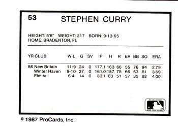 1987 ProCards #53 Stephen Curry Back