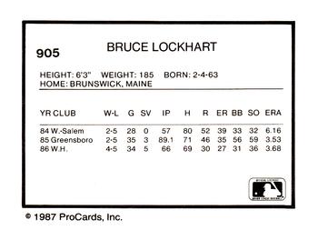 1987 ProCards #905 Bruce Lockhart Back