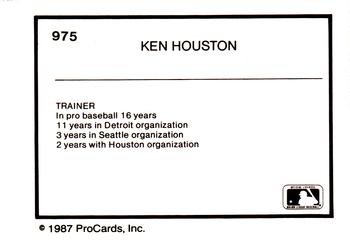 1987 ProCards #975 Ken Houston Back