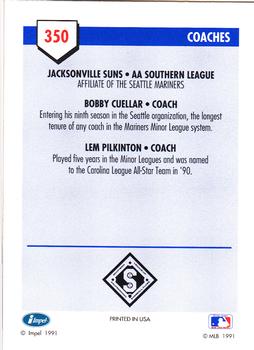 1991 Line Drive AA #350 Bobby Cuellar / Lem Pilkinton Back