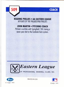 1991 Line Drive AA #509 John Martin Back