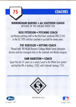 1991 Line Drive AA #75 Rick Peterson / Pat Roessler / Sam Hairston Back