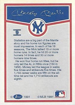 1991 Line Drive Mickey Mantle #9 Mickey Mantle Back