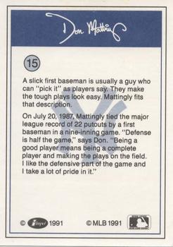 1991 Line Drive Don Mattingly #15 Don Mattingly Back