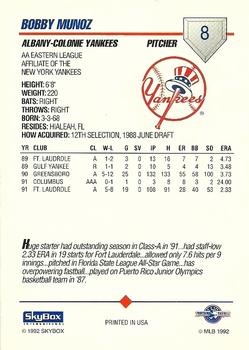 1992 SkyBox AA #8 Bobby Munoz Back