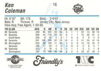 1995 Fleer ProCards #16 Ken Coleman Back